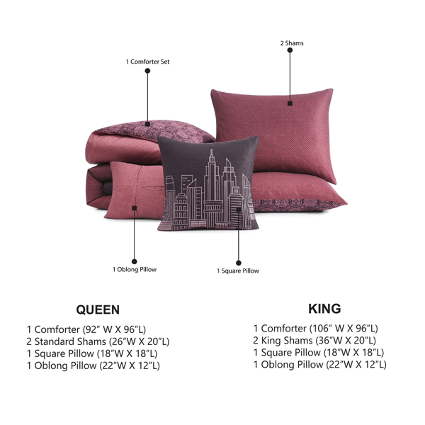 Bebejan® Mauve Dreams Cotton 5pc. Reversible Comforter Set