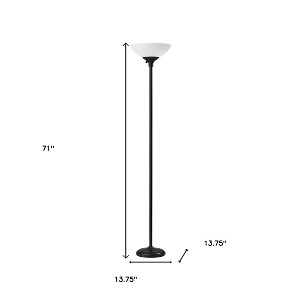HomeRoots 71in. Black & White Floor Lamp with White Plastic Shade