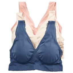 Plus Size Laura Ashley(R) 3pk. Bralettes - LS5243-3PKBY