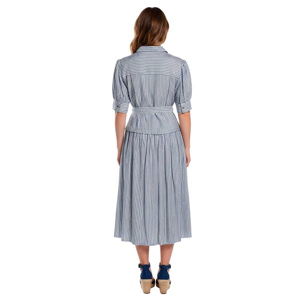 Womens Vivid Aura Short Puff Sleeve Stripe Shirtdress