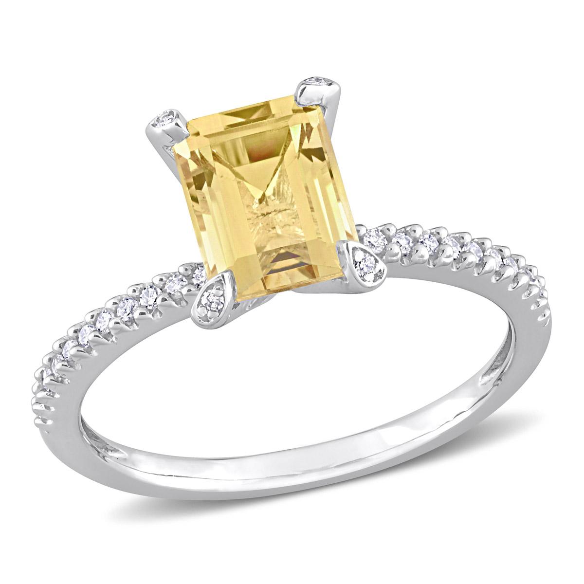 Gemstone Classics™ 10kt. White Gold Citrine & Diamond Ring