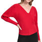 Womens DKNY Long Dolman Sleeve V-Neck Solid Sweater - image 1