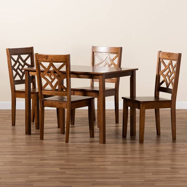 Baxton Studio Nicolette Walnut Brown Finished Wood 5pc Dining Set