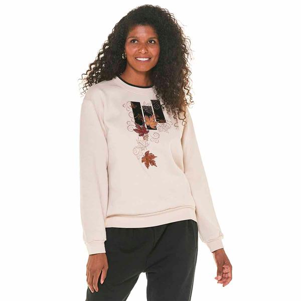 Womens Top Stitch by Morning Sun Swirl Leaf Fleece Sweatshirt - image 