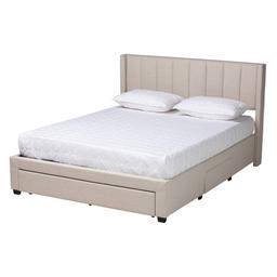 Baxton Studio Coronado Beige 3-Drawer Storage Platform Bed