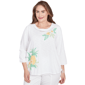 Plus Size Alfred Dunner Rise & Shine Embroidered Pineapple Top - image 1