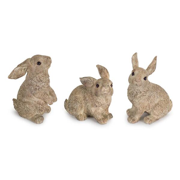 Melrose Stone Rabbit Garden Figurine - Set of 3 - image 