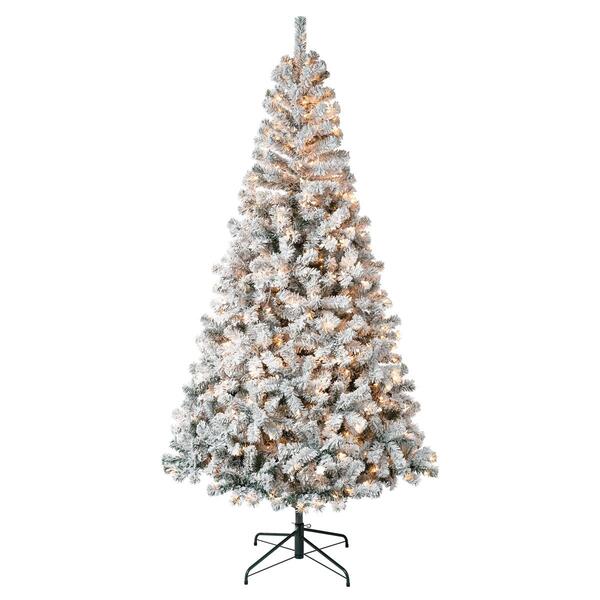 National Tree 7.5ft Acacia Flocked Pre-Lit Christmas Tree - image 