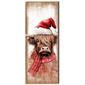 Highland Cow Wearing a Santa Hat Holiday Sign - image 1