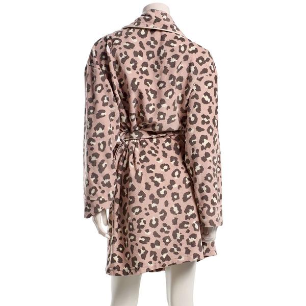 Womens Sincerely Jules Long Sleeve Cheetah Knit Robe