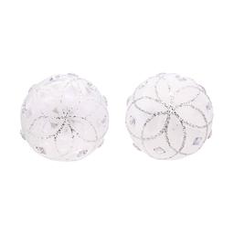 Kurt Adler 6pc. Jeweled Clear Feather White Ball Ornaments Set
