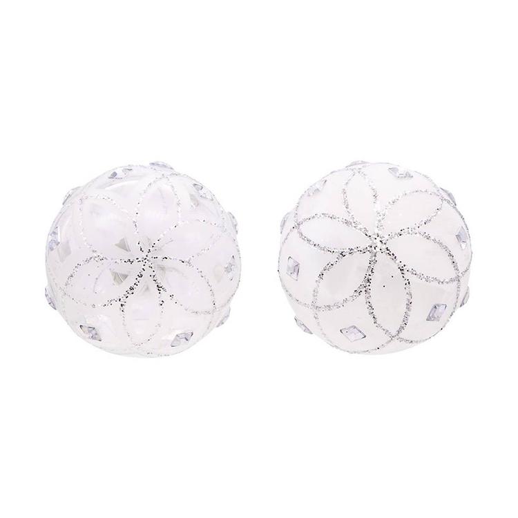 Kurt Adler 6pc. Jeweled Clear Feather White Ball Ornaments Set