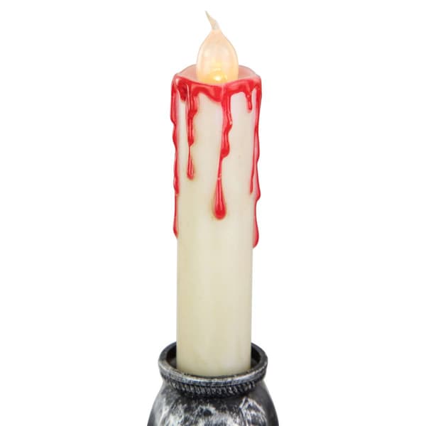 Northlight Seasonal 13.75in. Silver Skull Halloween Candelabra
