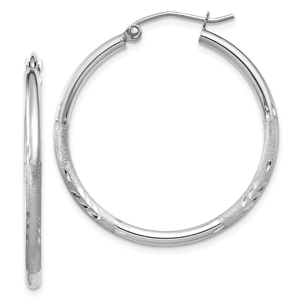 Gold Classics&#40;tm&#41; 14t. White Gold 30mm Hoop Earrings - image 