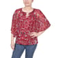 Womens NY Collection Elbow Sleeve Blur Floral Blouse - Red - image 1