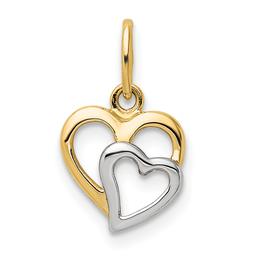 Gold Classics(tm) 14kt. & Rhodium Polished Hearts Pendant