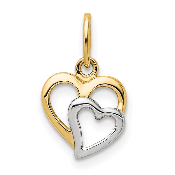 Gold Classics&#40;tm&#41; 14kt. & Rhodium Polished Hearts Pendant - image 