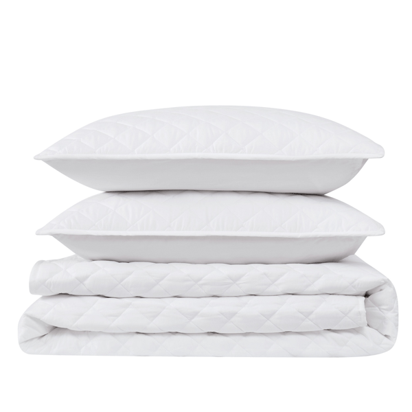 Cannon Solid Oversized Percale 3pc. Quilt Set