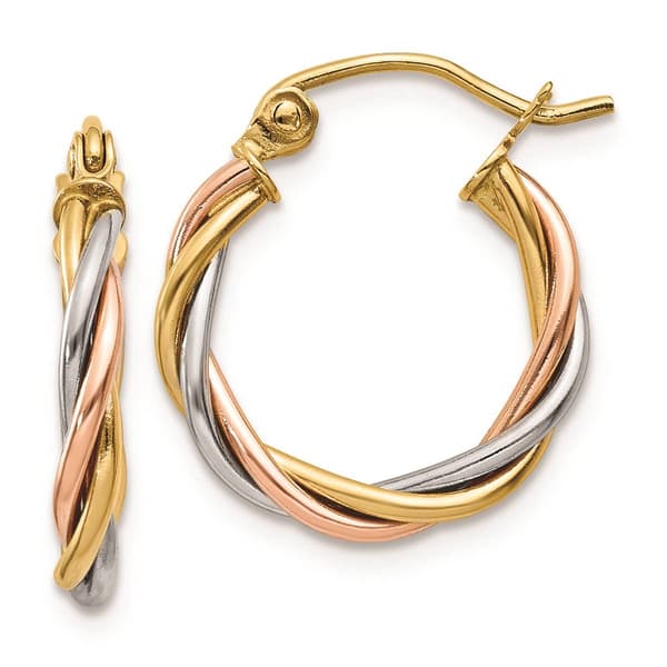 Gold Classics&#40;tm&#41; 14kt. Tri-Color 2.5mm Twist Hoop Earrings - image 