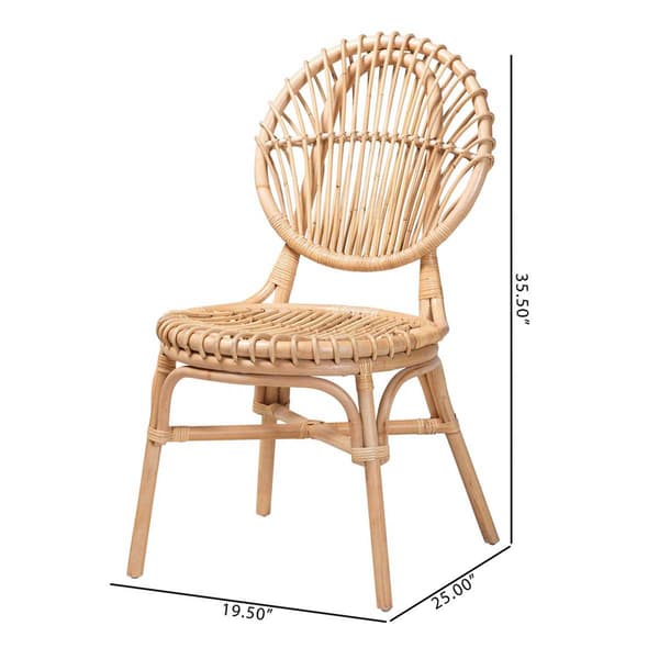 bali & pari Iris Modern Bohemian Natural Rattan Dining Chair