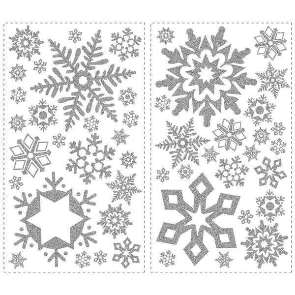 RoomMates&#40;R&#41; Grey Glitter Snowflakes Wall Decals - image 
