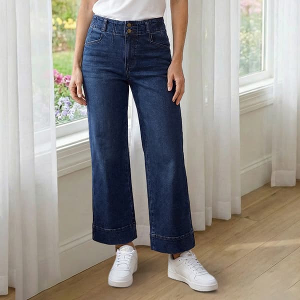 Womens Draper James Double Button Wide Leg Crop Denim Pants - image 