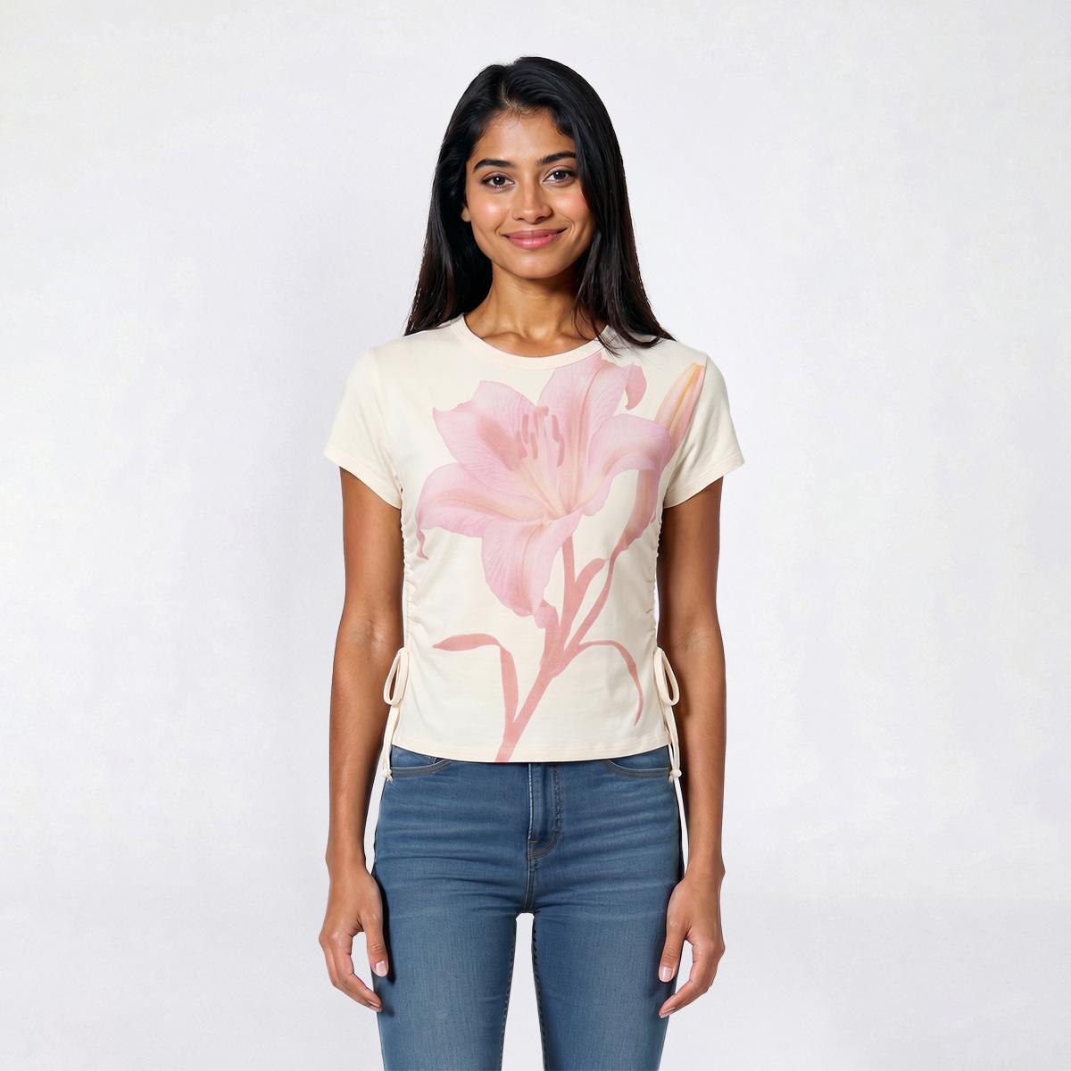 Juniors Attitude Not Included Lily Side Tie Cinch Tee