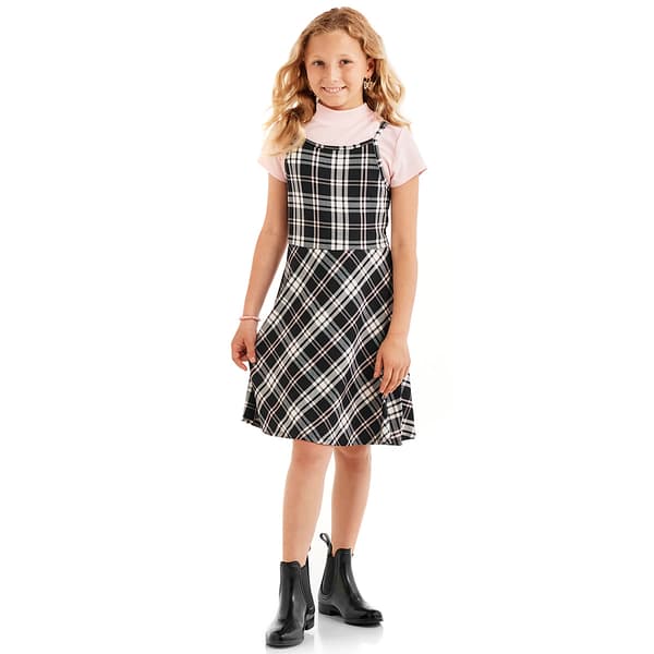 Girls (4-6x) Sweet Butterfly&#174; 2pc. Plaid Skater Dress & Pink Tee