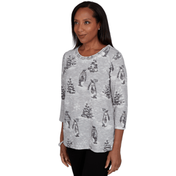Womens Alfred Dunner Classics Penguins and Trees Blouse