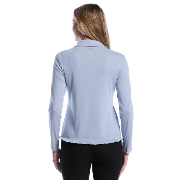 Womens Rafaella® Long Sleeve Ruffle Trim Button Up Blouse