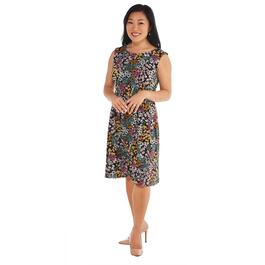 Petite Connected Apparel Sleeveless Print ITY Dress with Pockets