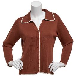 Womens Adrianna Papell Long Sleeve Button Front Textured Cardigan