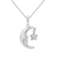 1/20cttw. Natural Diamond Sterling Silver Moon & Star Pendant - image 1
