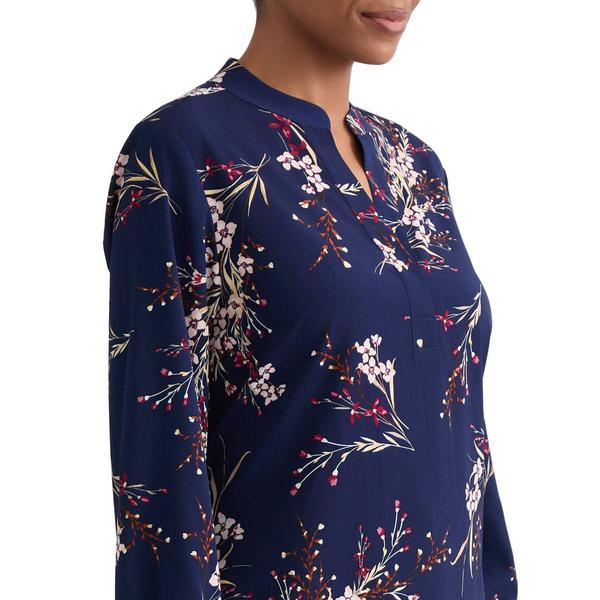Womens Jones New York Long Sleeve Split Neck Floral Blouse