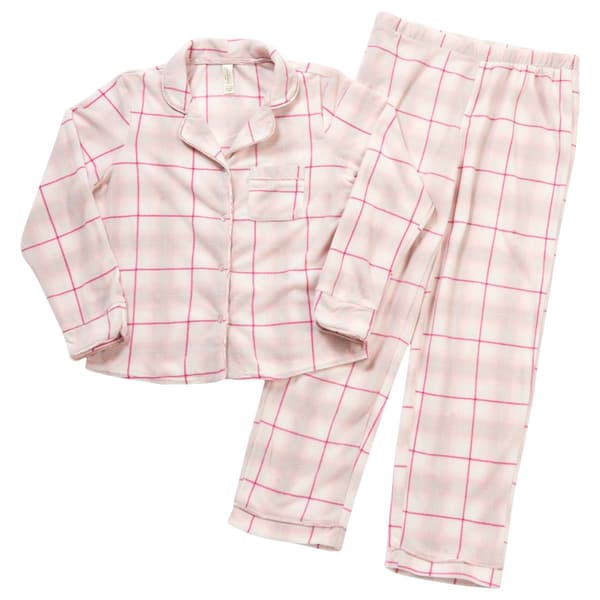 Womens Jessica Simpson Long Sleeve Ombre Plaid Pajama Set-Pink - image 
