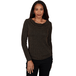 Womens Emaline Soiree Long Sleeve Drape Neck Stripe Blouse