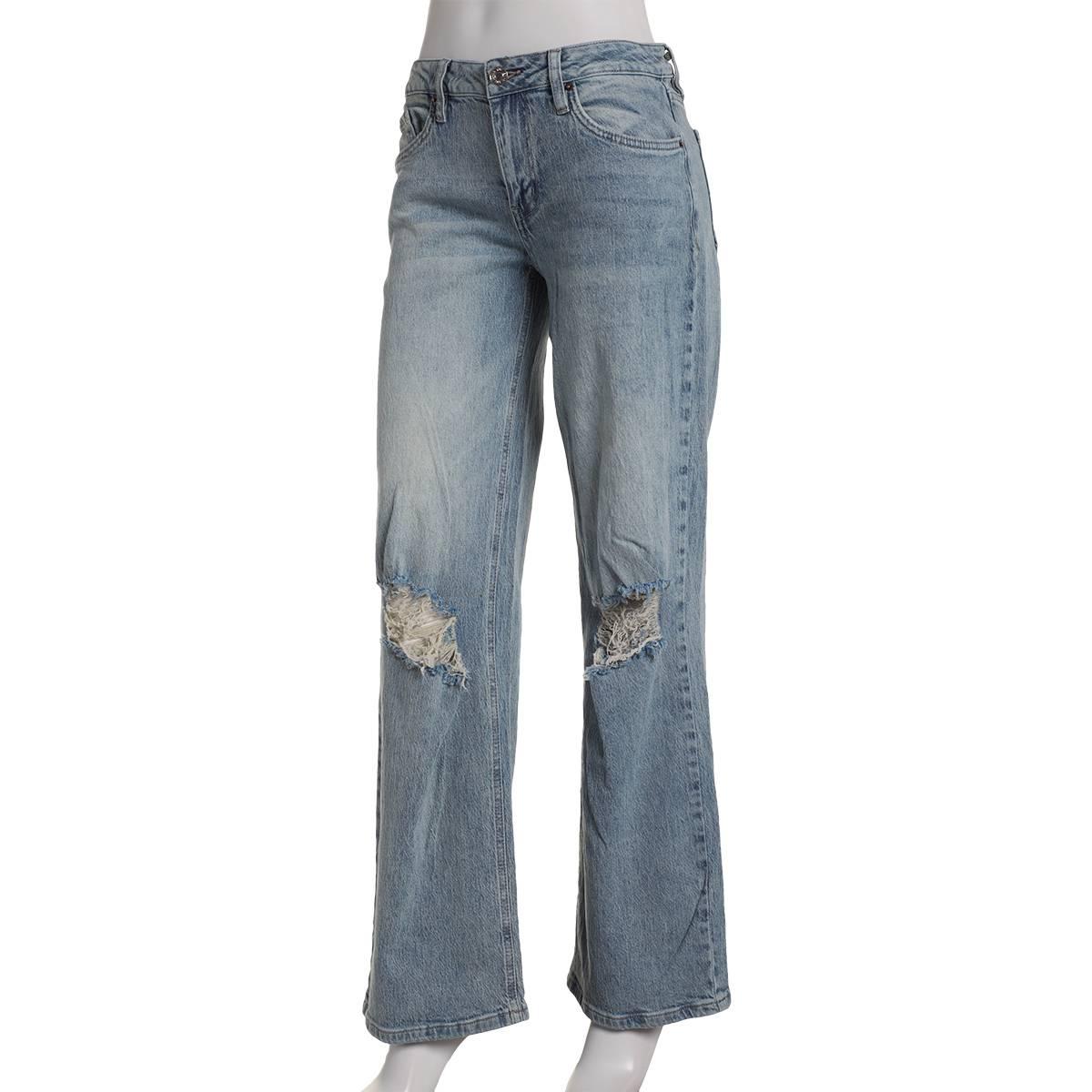 Juniors YMI® Distressed Low Rise Loose Wide Leg Jeans