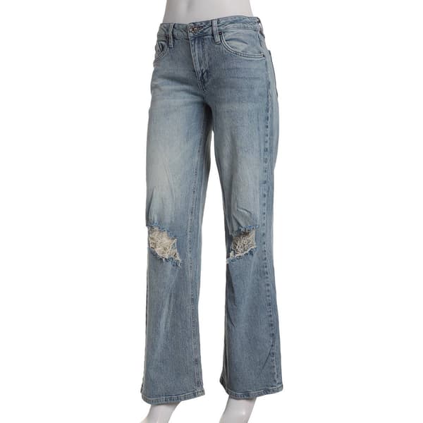 Juniors YMI® Distressed Low Rise Loose Wide Leg Jeans