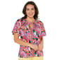 Womens Zac & Rachel Short Sleeve Keyhole Neck Floral Blouse - image 1
