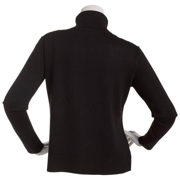 Womens Retrology Pull Over Zipper Shoulder Turtleneck Sweater