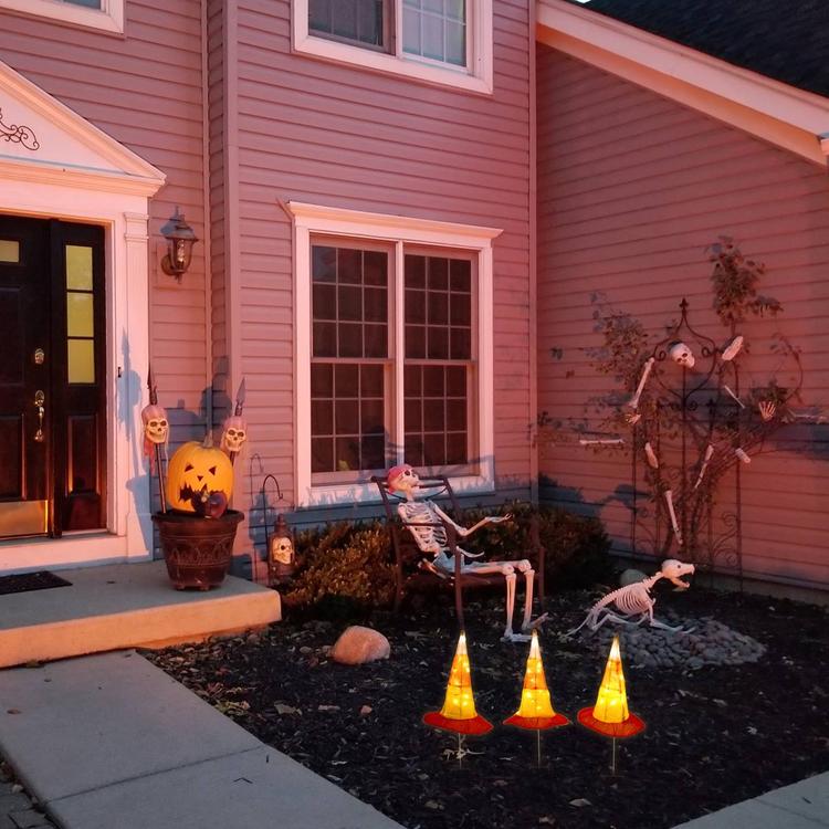 National Tree Candy Corn Witch’s Hat Garden Stakes - Set of 3