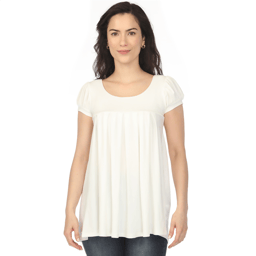 Womens White Mark Cap Sleeve Pleated Top