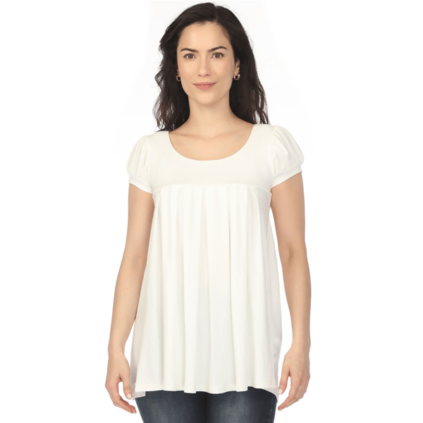 Womens White Mark Cap Sleeve Pleated Top
