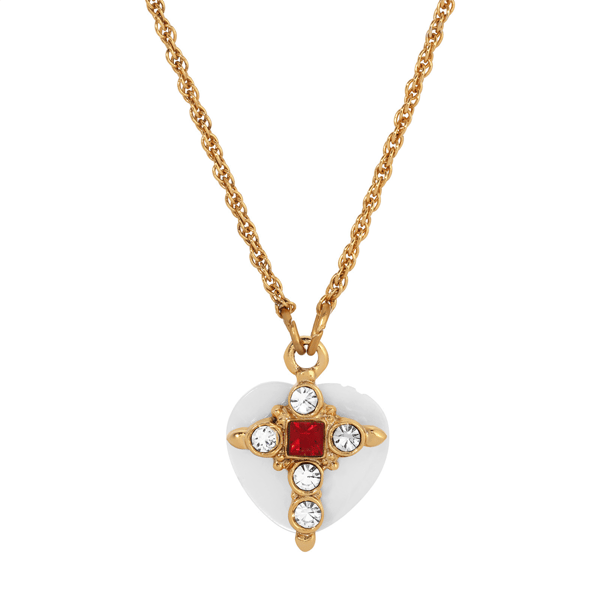 Symbols of Faith 14kt. Gold-Dipped MOP Heart Necklace - image 