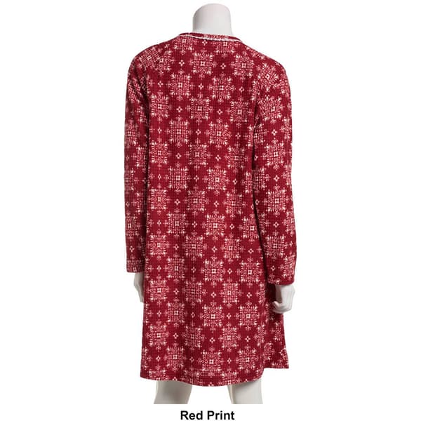 Womens Carol Hochman Waffle Fleece Snowflakes 42" Nightgown