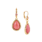 1928 14kt. Gold-Tone Pink Moonstone & Crystal Drop Earrings - image 1