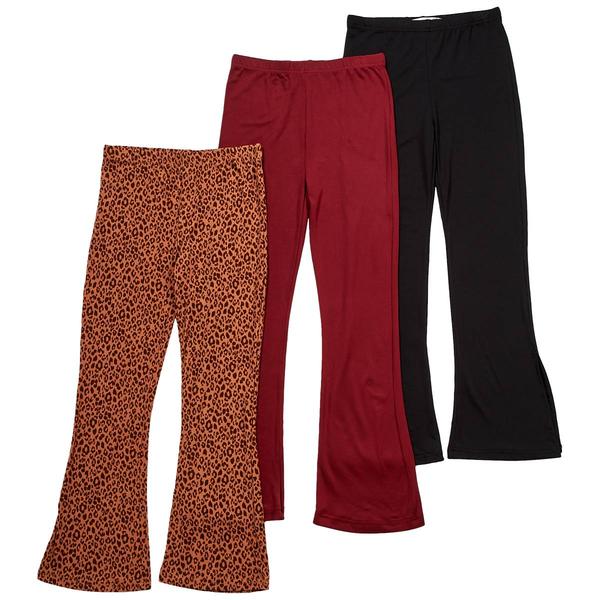 Girls (7-16) BTween(R) 3pk. Solid/Leopard Flare Leggings - image 