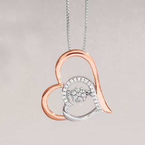 Love Symphony™ Pink Gold Plated 1/10ctw. Heart Necklace