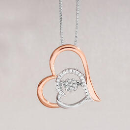 Love Symphony&#40;tm&#41; Pink Gold Plated 1/10ctw. Heart Necklace