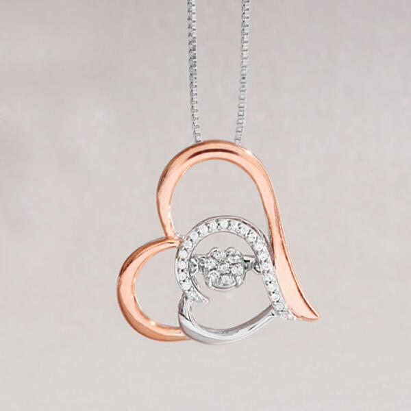 Love Symphony&#40;tm&#41; Pink Gold Plated 1/10ctw. Heart Necklace - image 